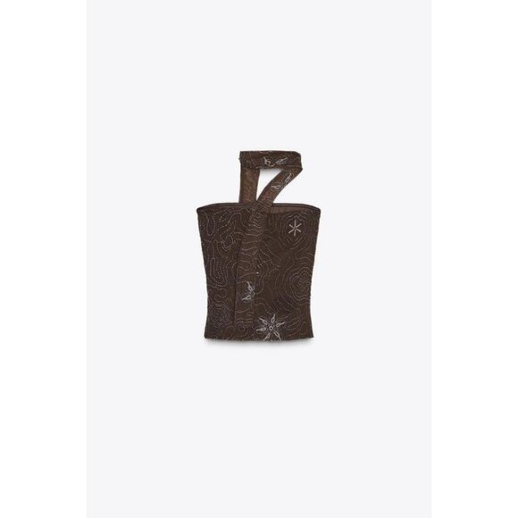 ZARA BEADED FOULARD TOP - Picture 7 of 8